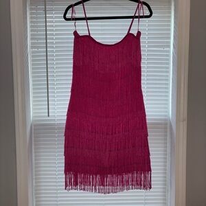 Steve Madden Vibrant Pink Fringe Mini Dress